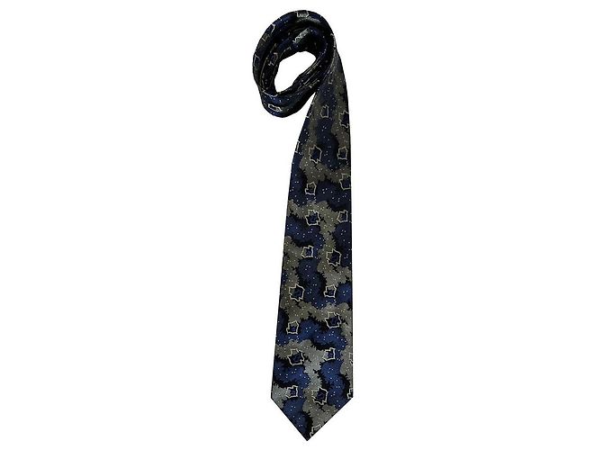 Missoni Silk Multicolor Patterned Tie Blue Black Gray Multiple colors