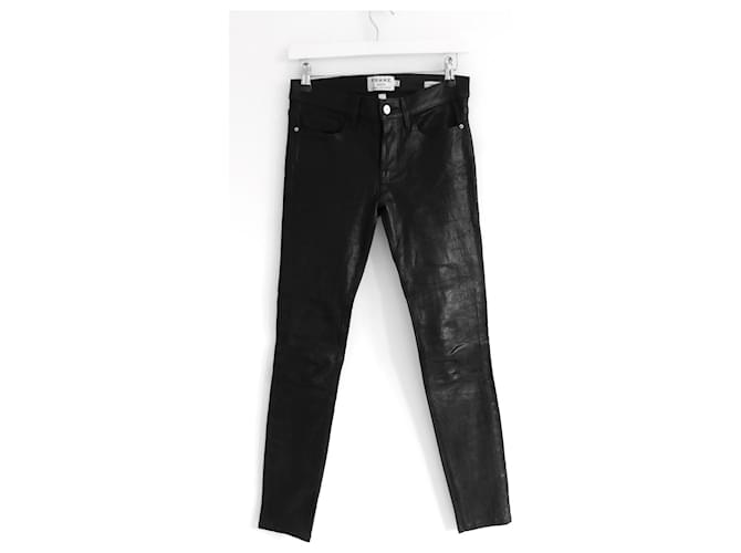 Frame Denim Calça jeans Le Skinny de Jeanne Frame Preto Couro  ref.852791