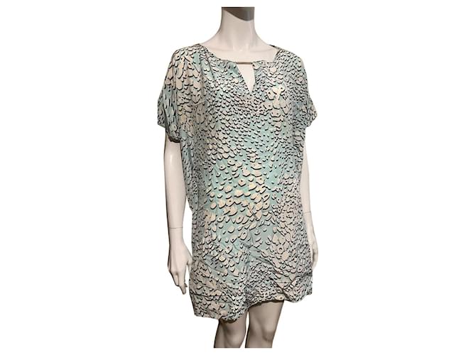 Diane Von Furstenberg DvF Beonica silk kaftan dress "Leopard Rain Spots Halo Mist" Multiple colors  ref.852794