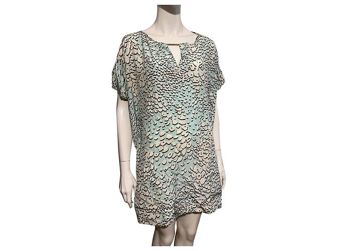 Diane Von Furstenberg DvF Beonica Kaftankleid aus Seide "Leopard Rain Spots Halo Mist" Mehrfarben