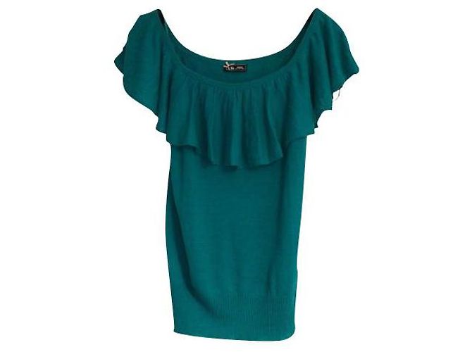 Sinéquanone Blaugrünes Oberteil Feiner Pullover Effekt