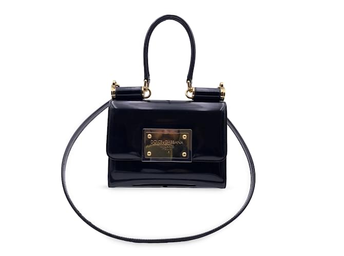 Dolce & Gabbana Black patent leather 90s Sicily Shoulder Bag  ref.852917