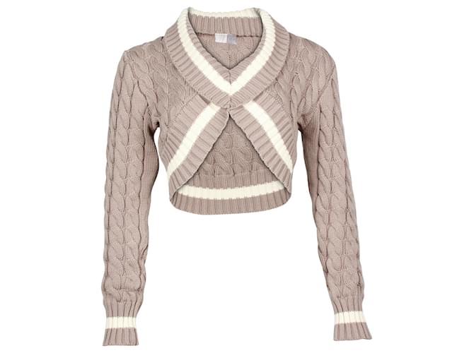 Autre Marque Dion Lee Cable Knit Cropped Sweater in Beige Cotton Nylon  ref.852962