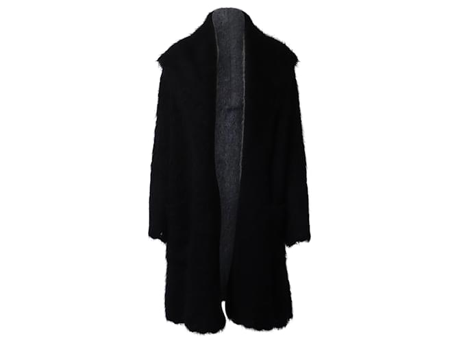 Abrigo largo Hermès en mohair negro Lana  ref.852999