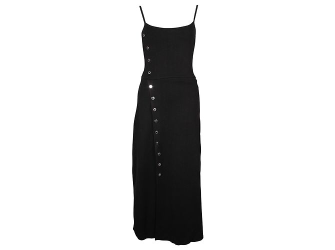 Sandro Paris Stretch-Midikleid ohne Ärmel in schwarzer Viskose