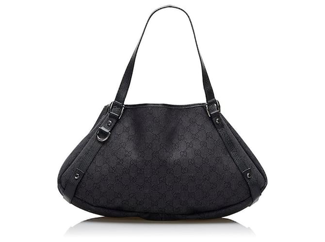 Gucci GG Canvas Abbey D-Ring Shoulder Bag 293578 Black Cloth  ref.853066
