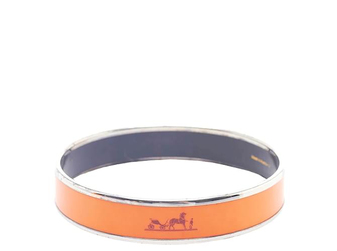 Hermès Brazalete estrecho de esmalte Naranja Metal  ref.853073