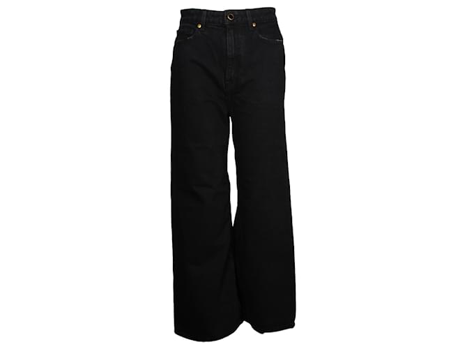 Khaite Ella Denim Wide-Leg Denim Jeans in Black Cotton  ref.853106