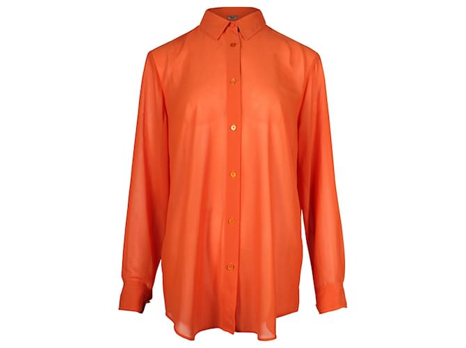 Acne Studios Sheer Button Down Shirt in Orange Polyester  ref.853110
