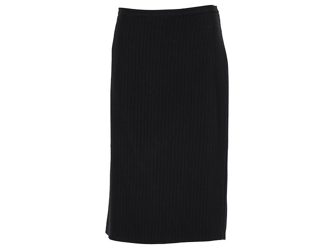 Saia lápis midi listrada Max Mara em triacetato preto