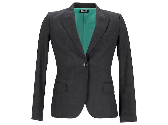 Dolce & Gabbana Einreihiger Blazer aus schwarzem Polyester