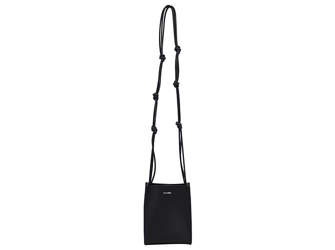 Bolsa tiracolo pequena Jil Sander Tangle em couro de bezerro preto