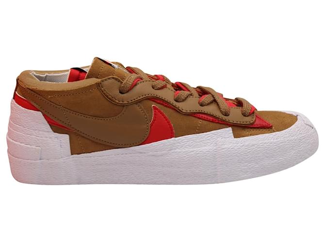 Autre Marque Sacai x Nike Blazer Low Sneakers in British Tan Suede Brown Beige  ref.853156