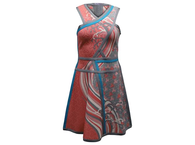 Herve Leger Eriko Tidal Wave Jacquard-Kleid aus mehrfarbig bedrucktem Rayon Strahl Zellulosefaser  ref.853175