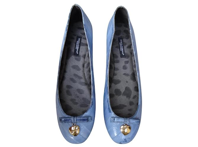 Dolce & Gabbana Zapatillas de ballet Azul Azul claro Cuero  ref.853650