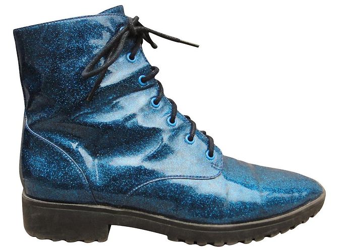 Botines Mellow Yellow de charol brillante azul 38