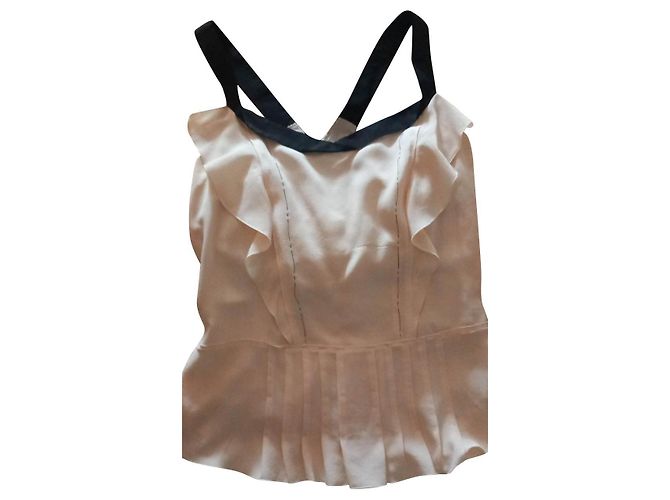 Top de chiffon de seda Miu Miu Creme Cru