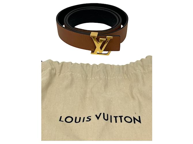 Louis Vuitton Ceinture LV Initiales 30 MM RÉVERSIBLE Cuir Noir Marron clair  ref.853827