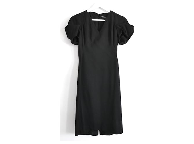 Alexander McQueen Puff Sleeve Black Dress Wool  ref.853831