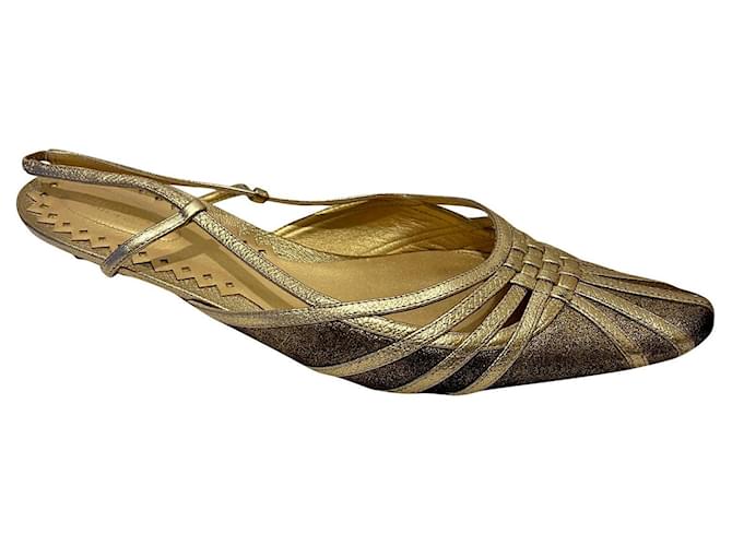 Sandales vintage dorées Bottega Veneta Cuir  ref.853985