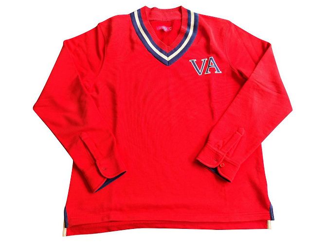 Vicomte Arthur Roter V-Ausschnitt Pullover Baumwolle XL