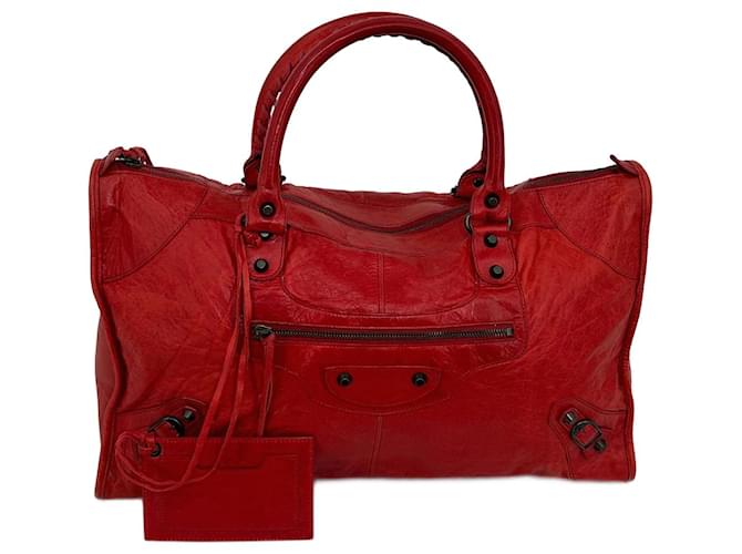 Red Leather Balenciaga Weekender Pink ref.854025 Joli Closet