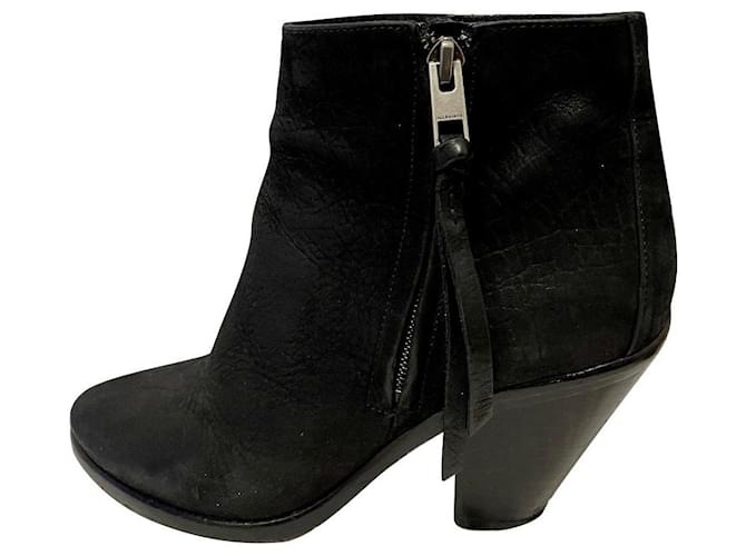 All Saints black piston boots with cuban heels Leather  ref.854033