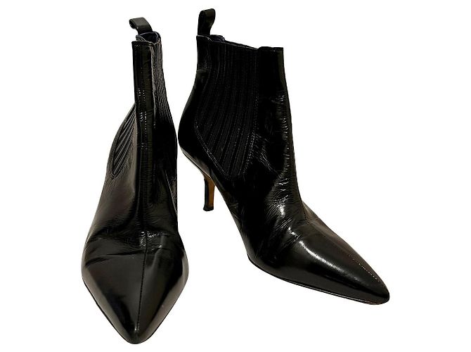 Diane Von Furstenberg Botines Chelsea DvF Mollo de charol Negro