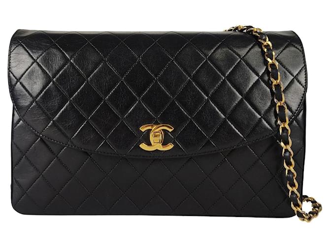 Chanel Maroon Lambskin Matelasse Medium Double Flap Shoulder Bag Chanel