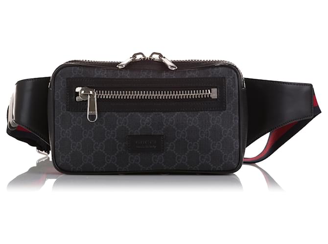 Gucci Front Pocket Belt Bag GG Supreme Black/Beige in Canvas with