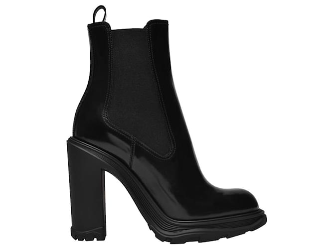 Alexander Mcqueen black leather boots  ref.854189