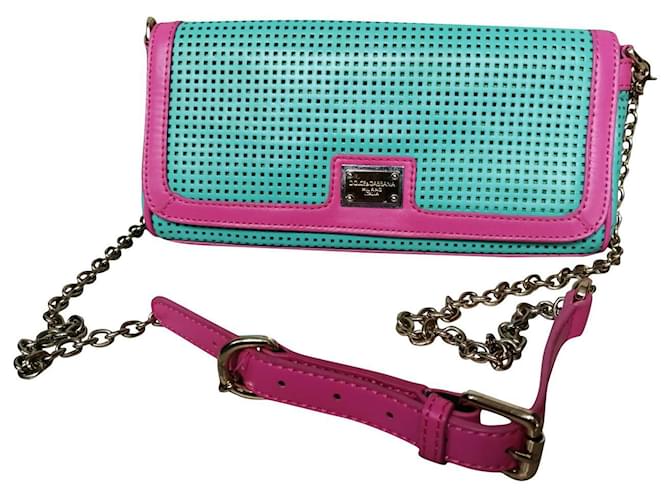 Dolce & Gabbana Handtaschen Pink Blau Leder  ref.854211