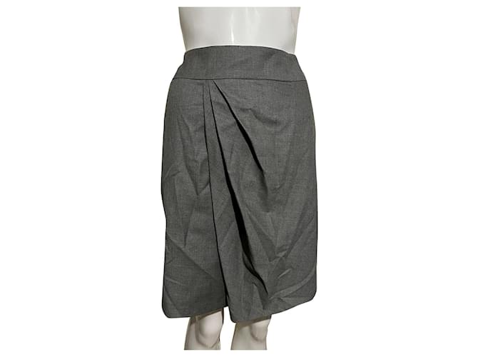 Joseph Wool wrap over skirt Grey  ref.854252