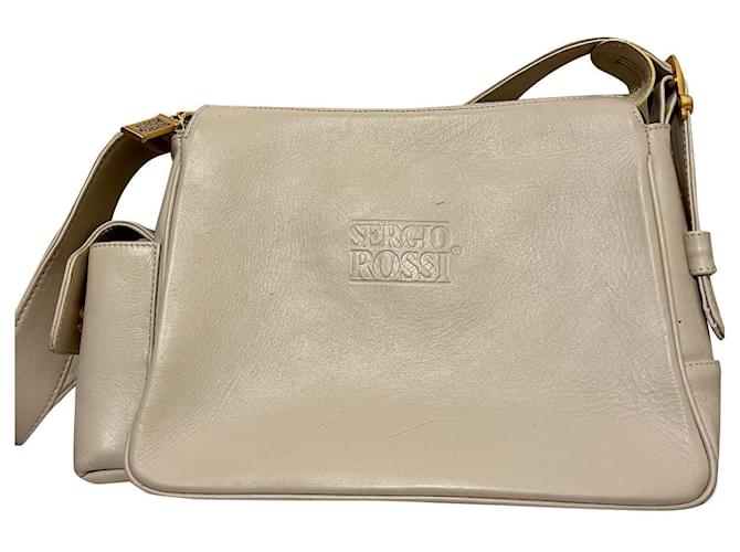Cream Sergio Rossi shoulder bag Leather  ref.854271