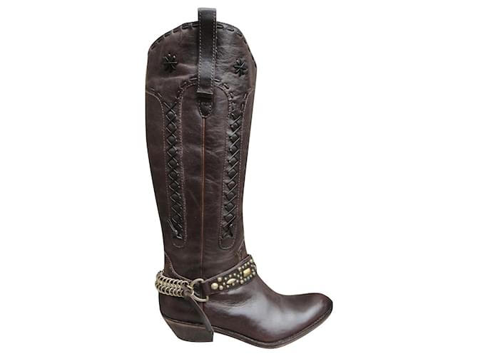 ash p boots 36 New condition Dark brown Leather  ref.854277