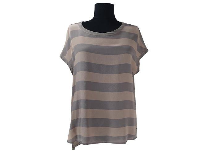 Top a righe in seta e tencel Luisa Cerano Multicolore