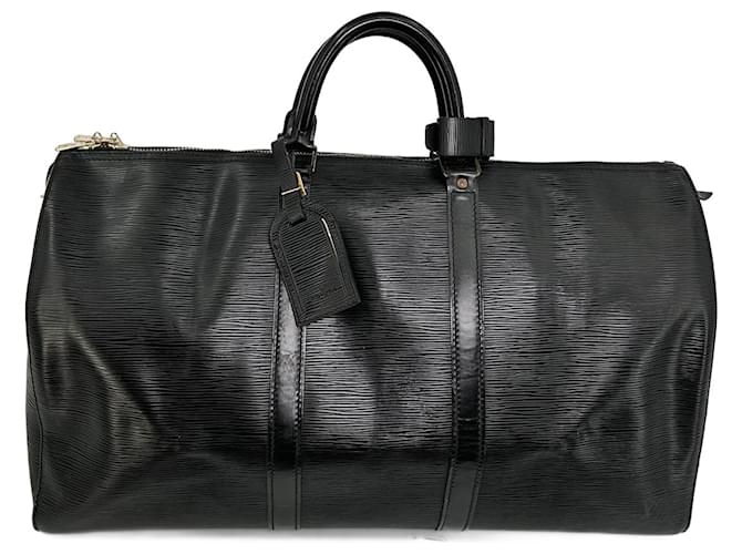 Keepall Louis Vuitton de piel Epi negra 50 Negro Cuero  ref.854332