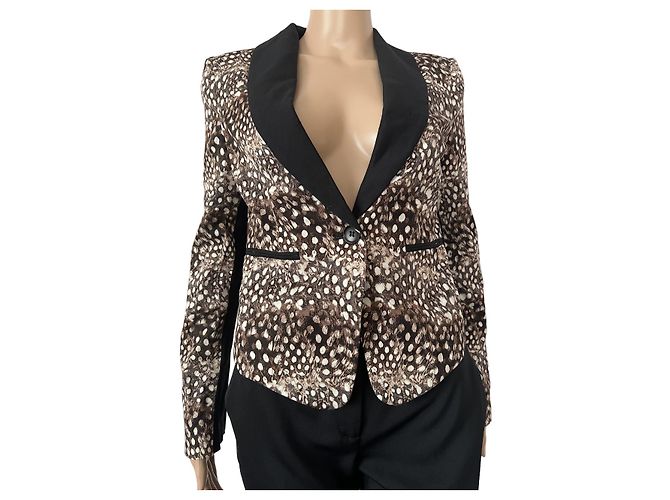 Blazer Bcbg Max Azria Marrone Nero Cotone