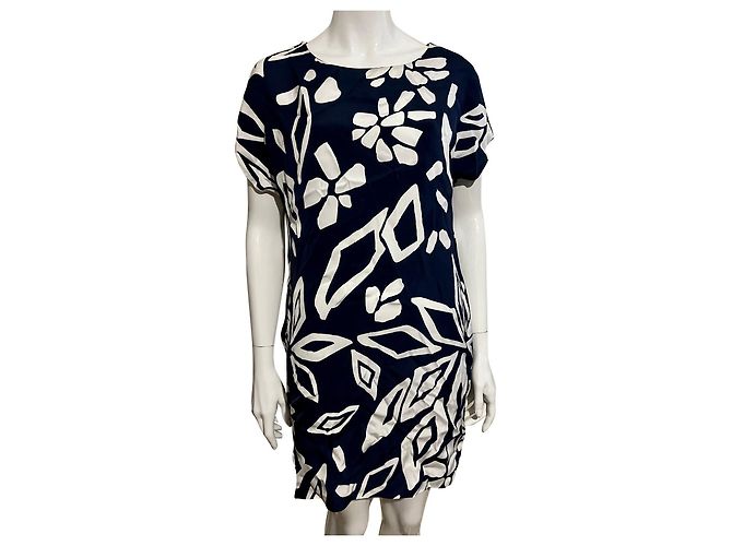 Diane Von Furstenberg Vestido DvF Harriet con estampado floral Blanco Azul marino