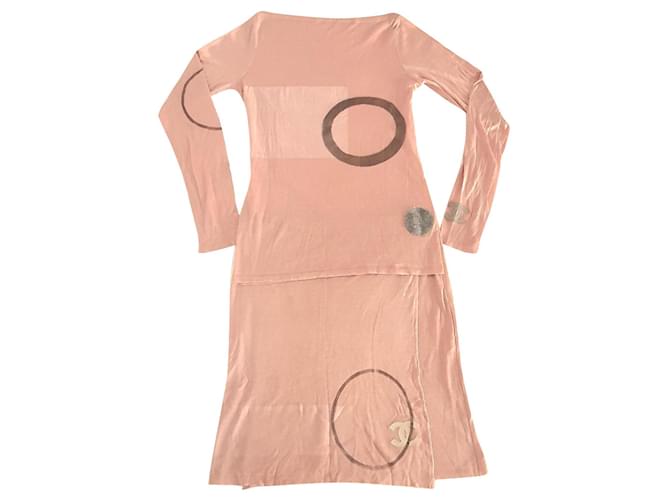 Chanel skirt + top set Pink Grey Dark red Silk Cotton  ref.854480