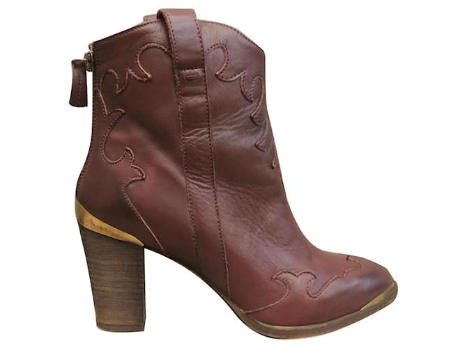 Colisee De Sacha Colisée Paris p boots 38,5 Dark brown Leather  ref.854563