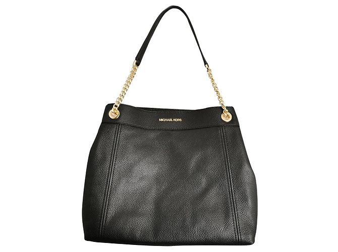 Sac à main Michael Kors en cuir noir et chaîne dorée