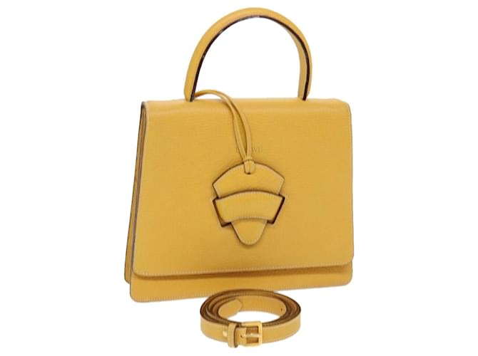 LOEWE Barcelona Hand Bag Leather 2way Yellow Auth am4030  ref.854622