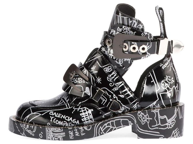 Botas Balenciaga Graffiti de piel nubuck negro 38