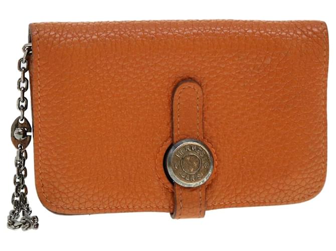 Hermès HERMES Dogon Wallet Leather Orange Auth bs4407  ref.854656