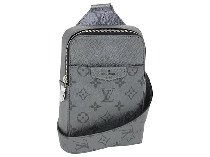LOUIS VUITTON Taiga Rama Outdoor Sling Bag Shoulder Bag M30833 LV Auth 38176a Black Silvery Leather  ref.854844