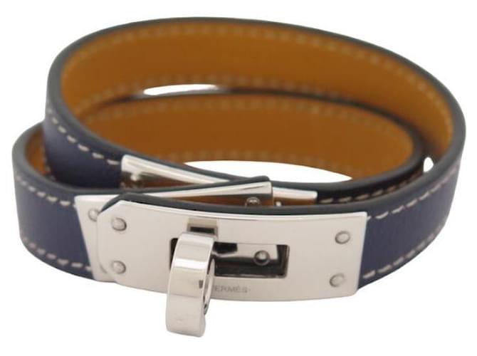 Hermès Kelly lined lap bracelet 18 CM LEATHER SWIFT NAVY BLUE STRAP  ref.854903 - Joli Closet