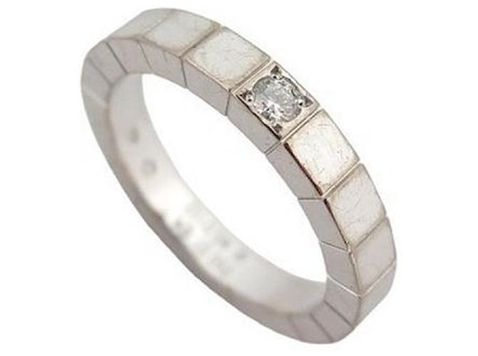 CARTIER RING STRAPS B4058751 taille 51 WHITE GOLD 18k diamond 0.05CT GOLD RING Silvery  ref.855006