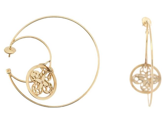 NEUE GOLDENE HOOP-OHRRINGE LOUIS VUITTON MIT MONOGRAMMNETZ