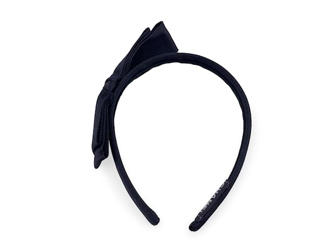 Chanel Accessoire de cheveux bandeau noeud en soie noire vintage Toile  ref.855178
